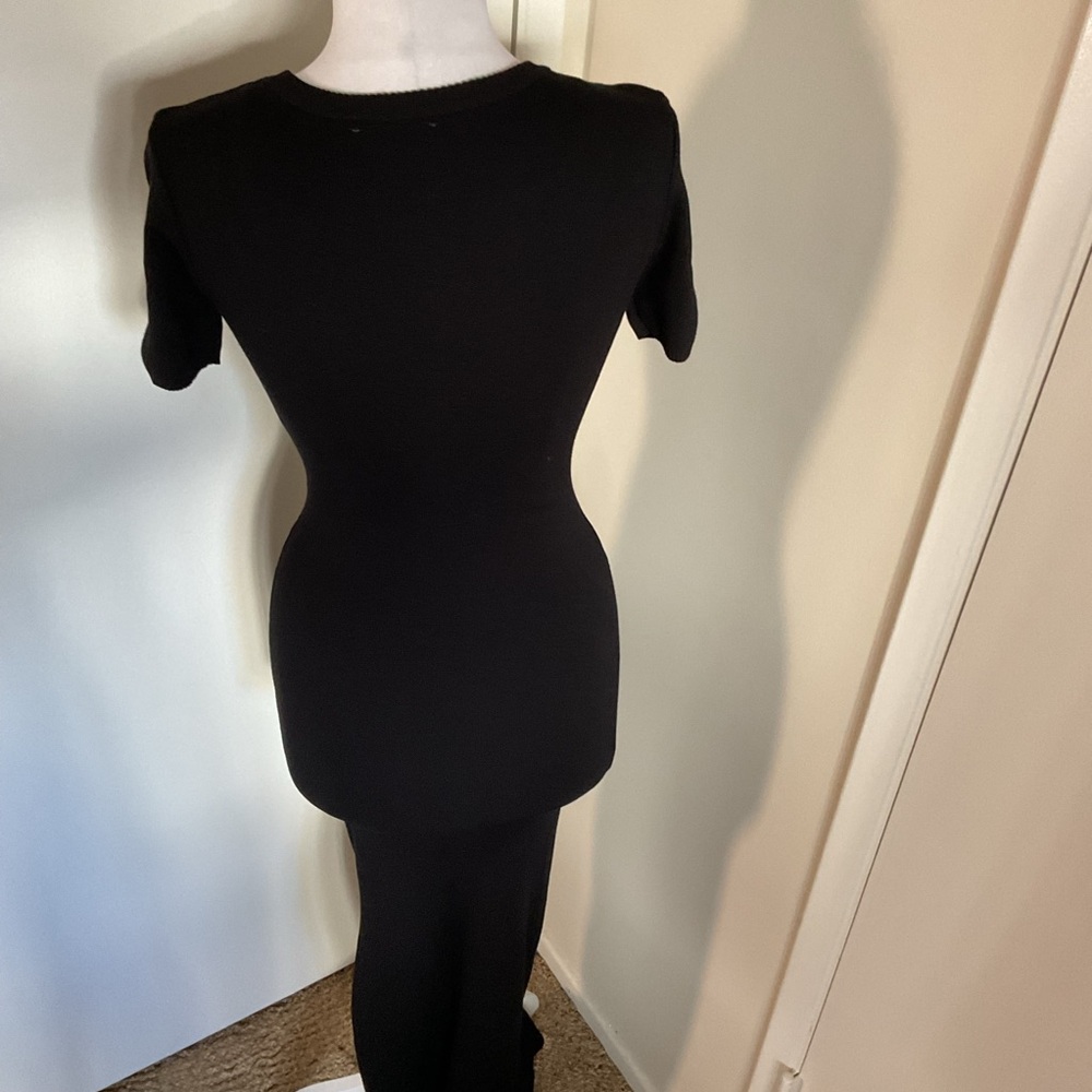 Hera Collection Black Cutout Bodycon Maxi Dress Medium M Side Slit Sexy - Picture 7 of 7